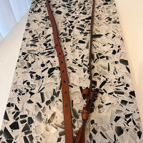 Brown leather belt with bow - Picture 3 of 4